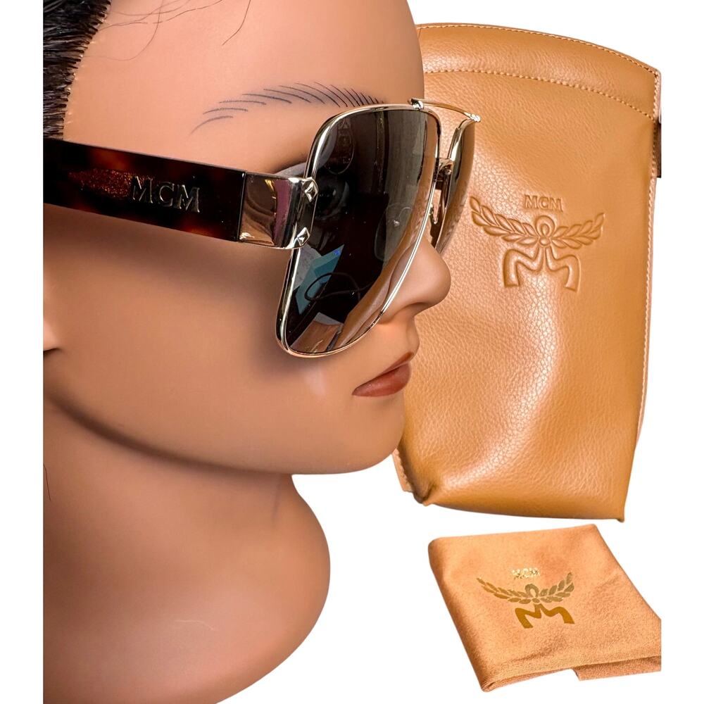 NEW MCM Unisex Aviator Sunglasses w/ Leather Side Pouch - Picture 6 of 8